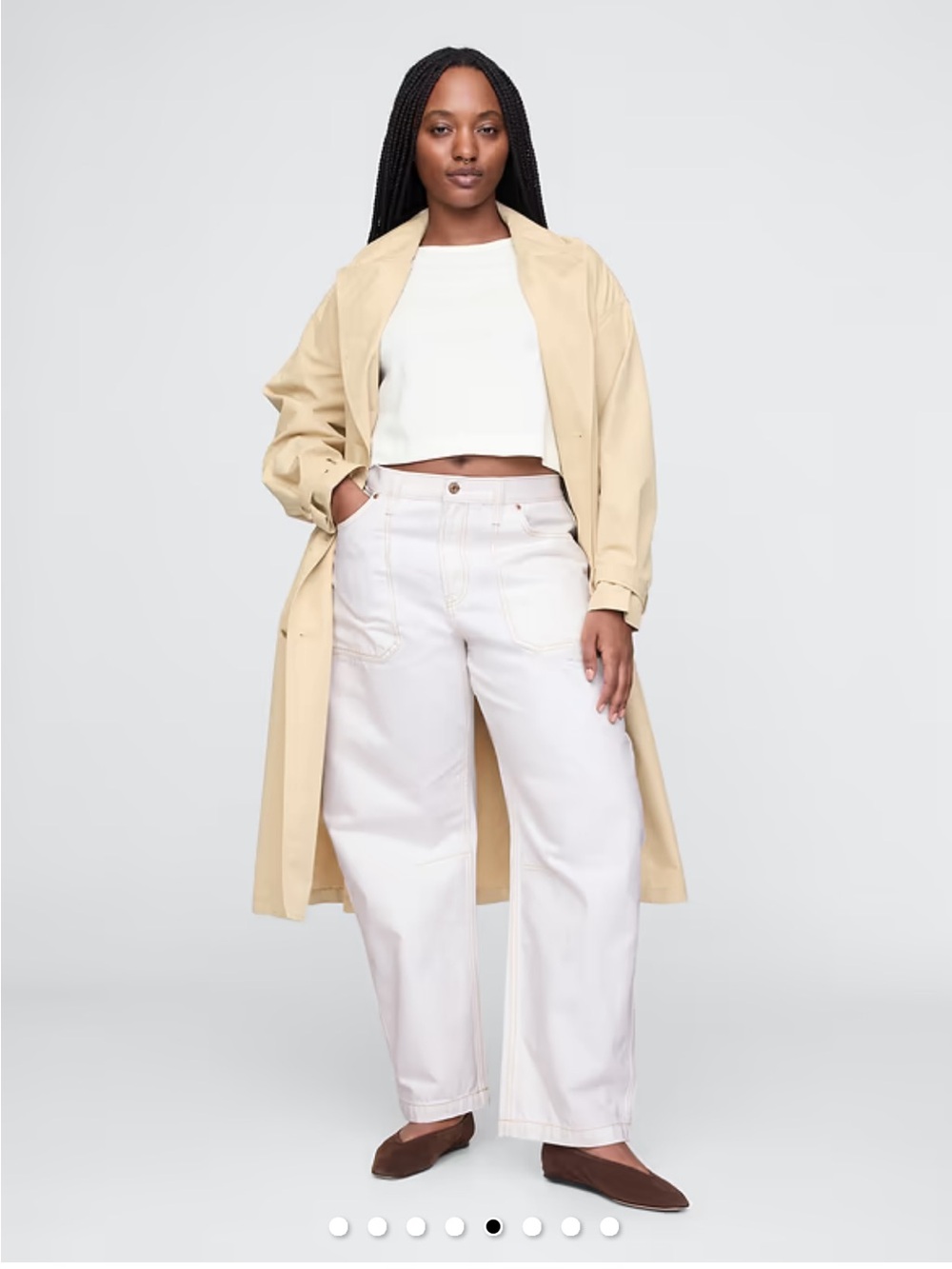 GAP Cream Wide-Leg Jeans with Front Patch Pockets